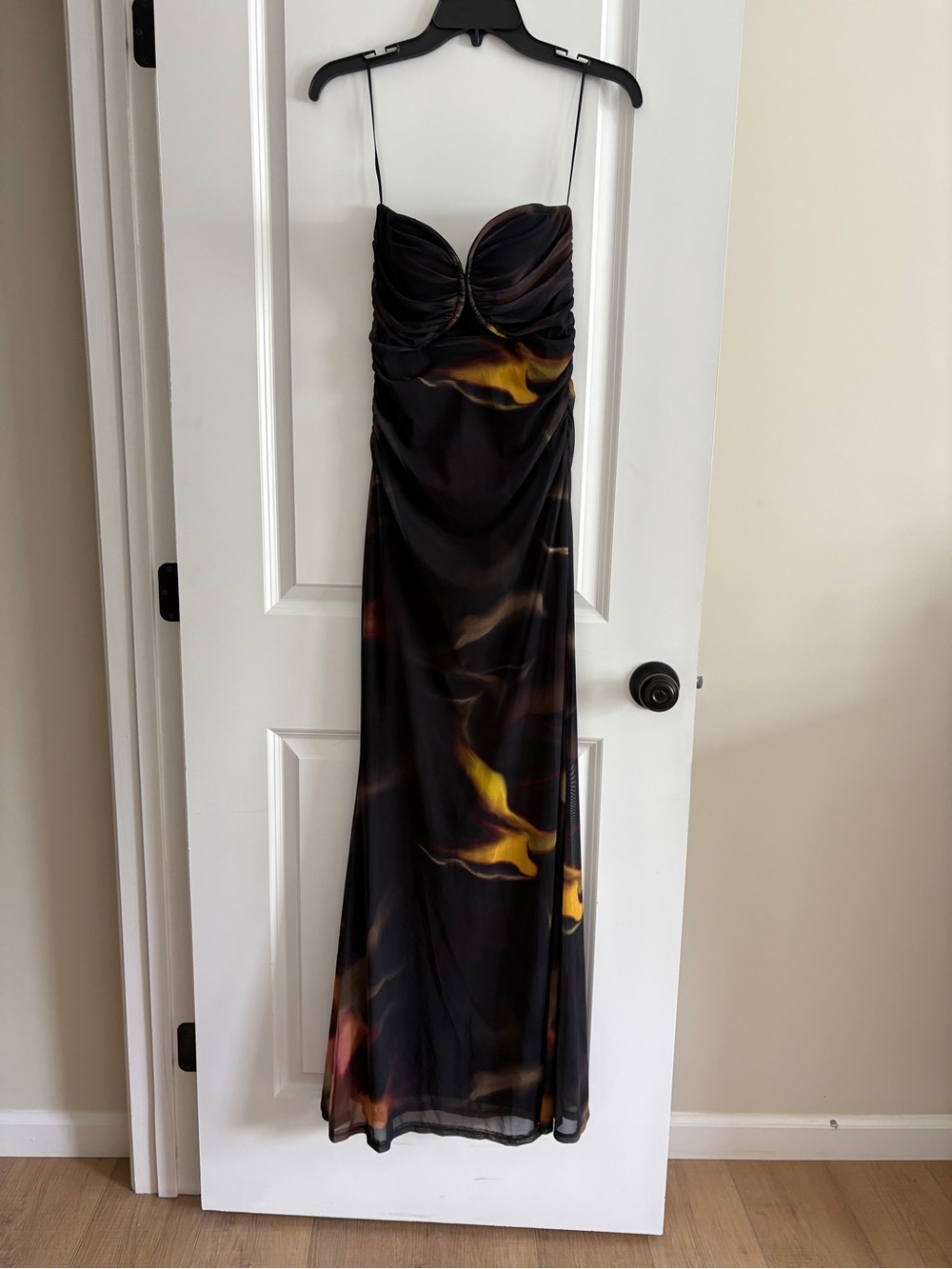 Black Diffused-Accent Strapless Evening Dress